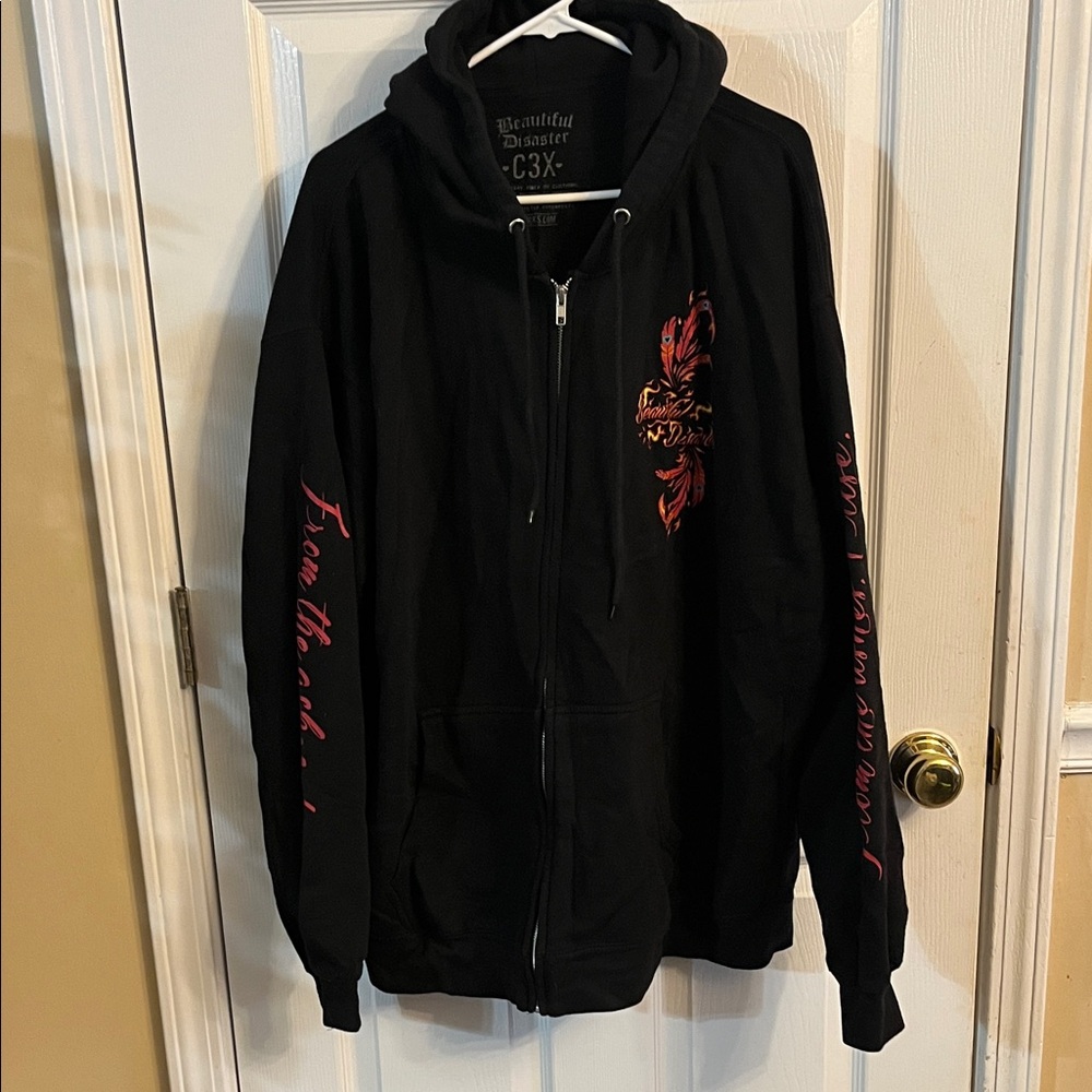 Beautiful Disaster Black Hoodie with Red Accents